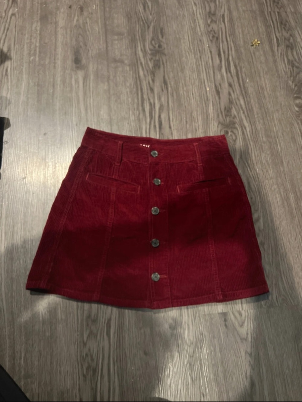 American Eagle Outfitters Burgundy Corduroy Button-Front Mini Skirt size 0